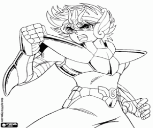 desenho de Seiya da constelação de Pégaso para colorir