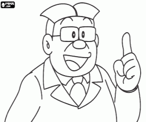 desenho de Sensei, o professor de Nobita para colorir