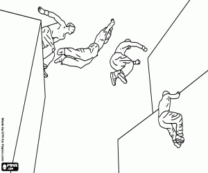desenho de Sequência de um salto no parkour para colorir