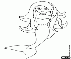 desenho de Uma sereia com cabelo comprido para colorir