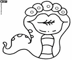 desenho de Serpente monstro de cinco olhos para colorir