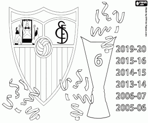 desenho de Sevilla FC, campeão da Europa League para colorir