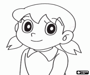 desenho de Shizuka, personagem de Doraemon para colorir