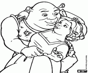 desenho de Shrek e Fiona para colorir