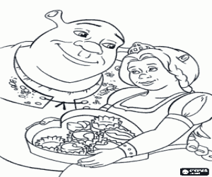 desenho de Shrek e Fiona, um casal para colorir
