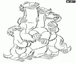desenho de Sid feliz com sua família para colorir