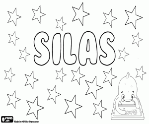 desenho de Silas, nome em vários idiomas para colorir