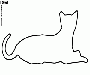 desenho de Silhueta de um gato deitado para colorir
