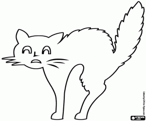 desenho de Silhueta de um gato eriçado para colorir