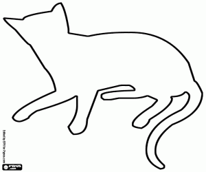 desenho de Silhueta de um gato tranquilo para colorir