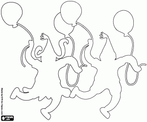 desenho de Silhuetas de uma festa de aniversário para colorir