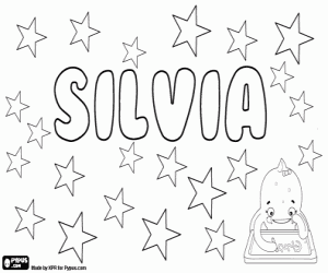 desenho de Silvia, nome em vários idiomas para colorir