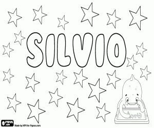 desenho de Silvio, nome em vários idiomas para colorir
