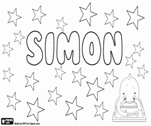 desenho de Simon, nome em vários idiomas para colorir