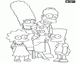 desenho de Os Simpsons, um retrato de família para colorir