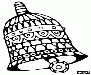 desenho de Sino de Natal com geometria para colorir