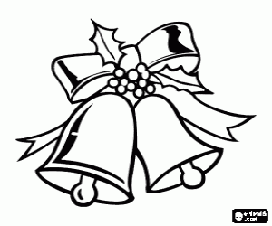 desenho de Dois sinos de Natal decorados para colorir