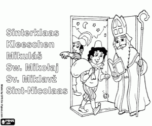 desenho de Sinterklaas, uma tradição européia para colorir