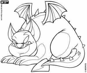 desenho de Skeith, o dragão alado de Neopets para colorir