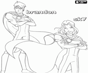 desenho de Sky e Brandon, Winx Club para colorir