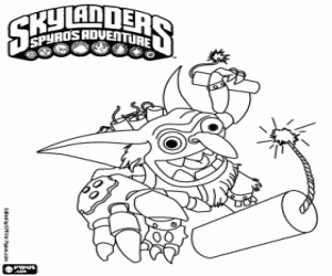desenho de Skylander Boomer com dinamite para colorir