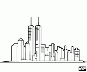 desenho de O skyline de uma cidade para colorir