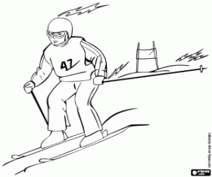 desenho de Slalom, esqui alpino para colorir