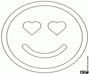 desenho de Smiley com corações nos olhos para colorir