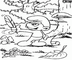 desenho de O Smurf poeta na floresta para colorir