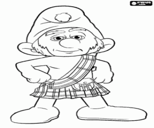 desenho de O Smurf que vem da Escócia para colorir