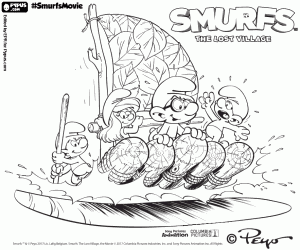 desenho de Os Smurfs na balsa para colorir