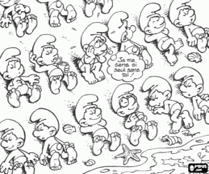 desenho de Os Smurfs na praia para colorir