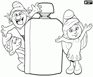 desenho de Os Smurfs e o perfume para colorir