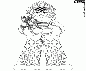 desenho de Snegurochka, uma tradição eslava para colorir