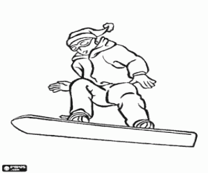 desenho de Snowboarder em um salto para colorir