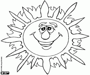 desenho de O sol de verão sorridente para colorir