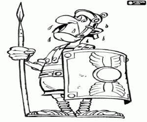 desenho de Soldado romano com medo dos gauleses para colorir