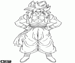 desenho de Son Goku, Super Saiyan 4 para colorir