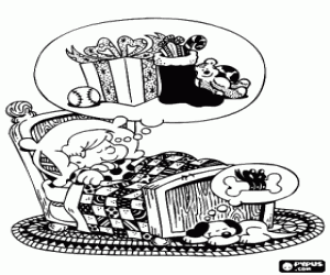 desenho de Sonhos de presentes de Natal para colorir