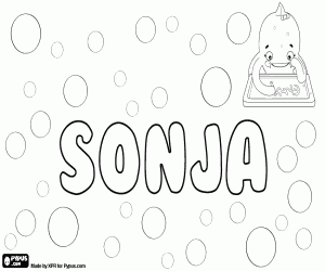desenho de Sonja, nome em várias línguas para colorir