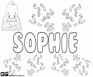 desenho de Sophie, nome em vários idiomas para colorir