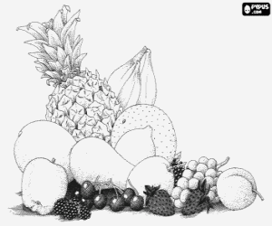 desenho de Um sortimento de frutas variadas para colorir