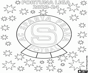 desenho de Sparta Praga, bicampeão 2023-2024 para colorir