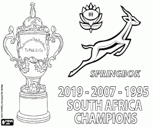 desenho de Springboks, tricampeão mundial para colorir