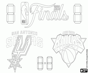 desenho de Spurs - Knicks, Finais da NBA 2026 para colorir