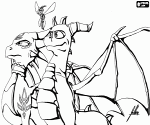 desenho de Spyro e Cynder, dragões dos Skylanders para colorir