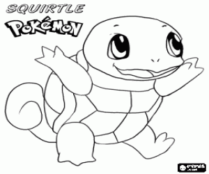 desenho de Squirtle, um Pokemon tartaruga para colorir