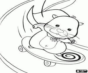 desenho de Sr. Squiggles num skate para colorir