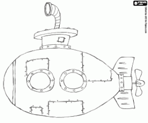 desenho de Um submarino, uma embarcação para colorir