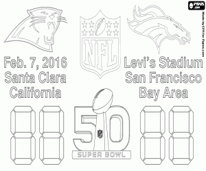 desenho de Super Bowl 2016, Panthers vs Broncos para colorir